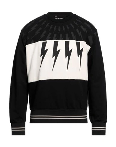 Shop Neil Barrett Man Sweatshirt Black Size L Cotton, Elastane, Polyester, Polyamide
