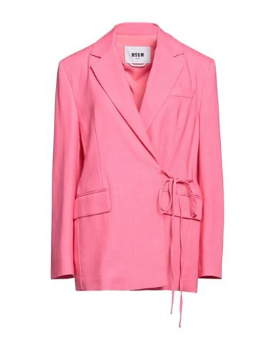 Shop Msgm Woman Blazer Fuchsia Size 6 Viscose, Polyester, Elastane In Pink