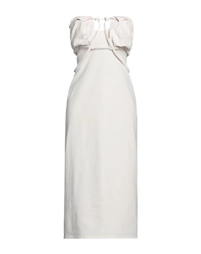 Shop Jacquemus Woman Midi Dress Ivory Size 6 Polyamide, Cotton, Elastane In White