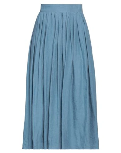 Shop Chloé Woman Midi Skirt Pastel Blue Size 4 Linen