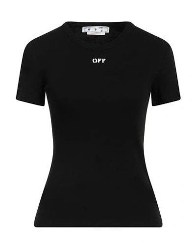 Shop Off-white Woman T-shirt Black Size 4 Cotton, Elastane