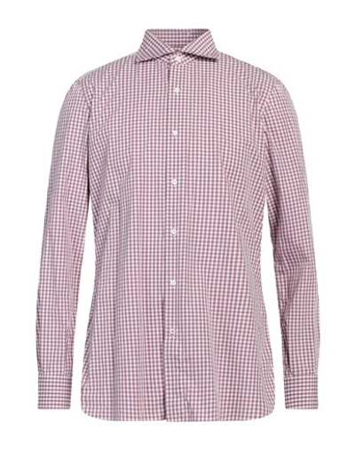 Shop Isaia Man Shirt Mauve Size 17 ½ Cotton In Purple