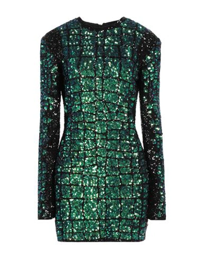 Shop Balmain Woman Mini Dress Green Size 8 Polyester, Elastane