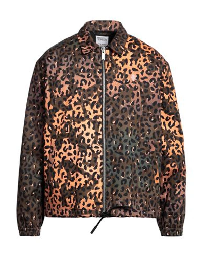Shop Marcelo Burlon County Of Milan Marcelo Burlon Man Jacket Khaki Size M Cotton, Polyester In Beige