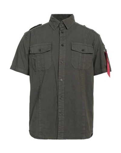 Shop Alpha Industries Man Shirt Lead Size L Cotton, Elastane In Grey