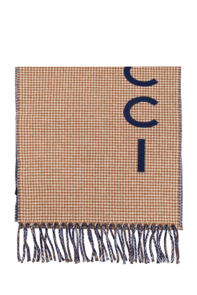 Shop Gucci Logo Intarsia Houndstooth Scarf In Multi