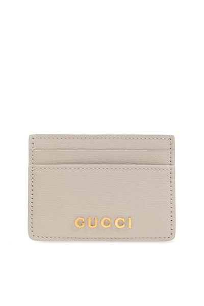 Shop Gucci Logo Plaque Detail Card Case In Grey