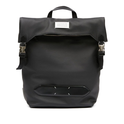 Shop Maison Margiela Logo Plaque Top Handle Backpack In Black