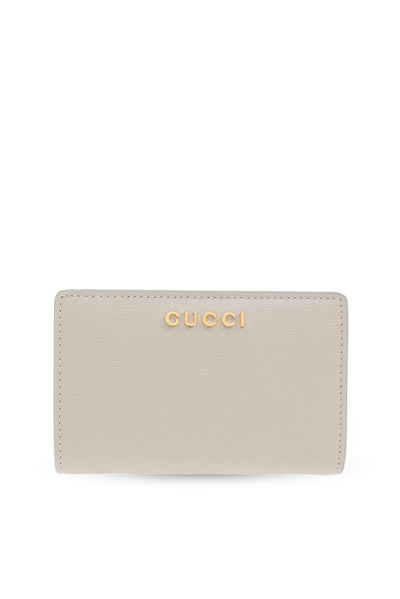 Shop Gucci Logo Plaque Bifold Wallet In Grey