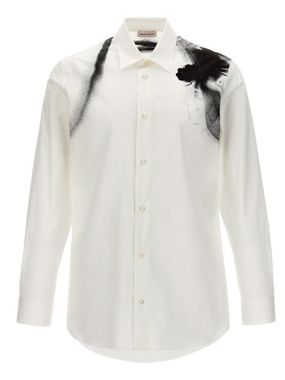 Shop Alexander Mcqueen Graphic Printed Buttoned Shirt In White