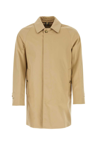 Shop Burberry Long Sleeved Trench Coat In Beige
