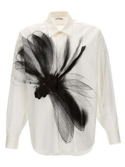 Shop Alexander Mcqueen Dragonfly Printed Shirt In White