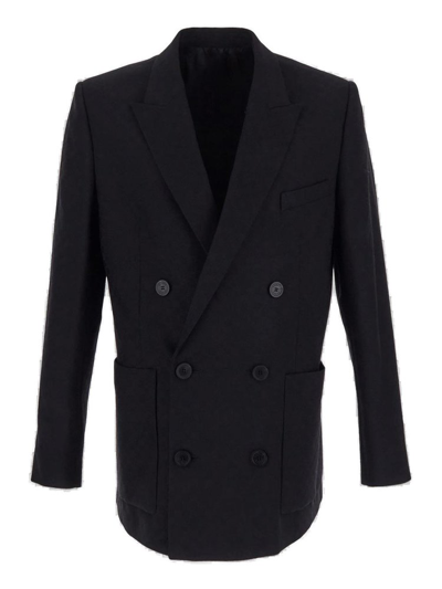 Shop Balmain Double Breasted Tailored Jacket In Black