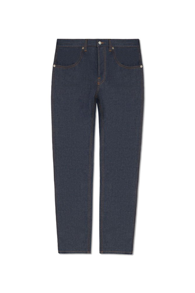 Shop Gucci Tapered Leg Jeans In Blue