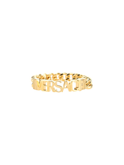 Shop Versace Logo In Gold
