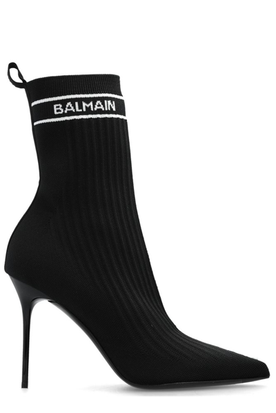 Shop Balmain Skye Heeled Ankle Boots In Black