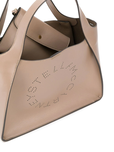 Shop Stella Mccartney Perforated Logo Tote Bag In Color Carne Y Neutral