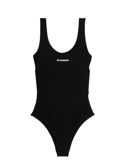 Shop Jil Sander Fast Dry One-piece Swimsuit In Black
