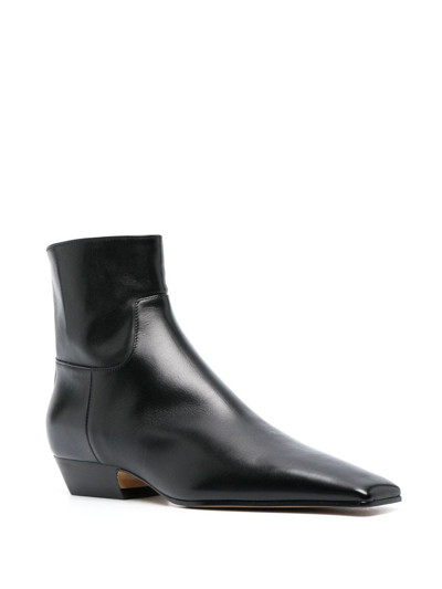 Khaite The Marfa Leather Ankle Boots In Negro