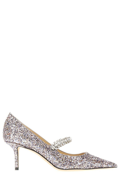 Shop Jimmy Choo Glittered Pointed Toe Pumps In Pink