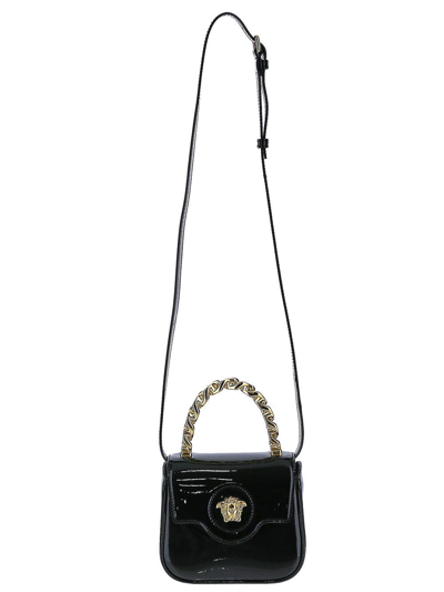 Shop Versace La Medusa Patent Mini Bag In Black