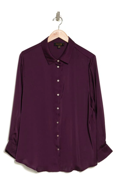 Shop Truth Woven Button-up Shirt In Aubergine