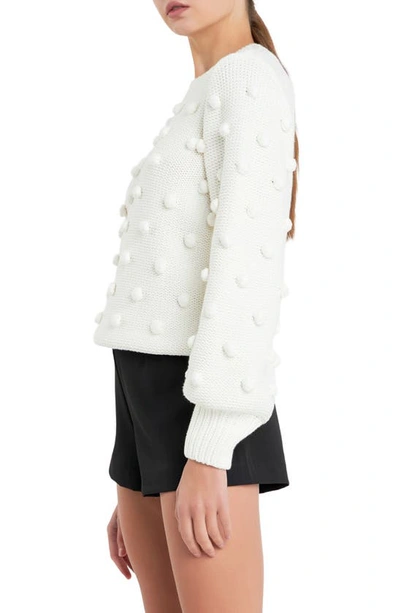 Shop English Factory Pompom Crewneck Sweater In Ivory