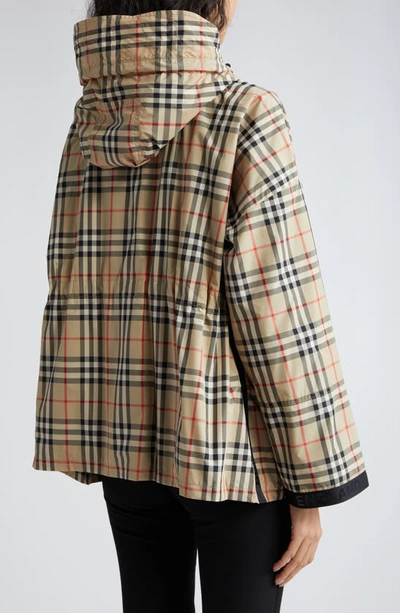 Shop Burberry Bacton Vintage Check Hooded Jacket In Archive Beige Ip Chk