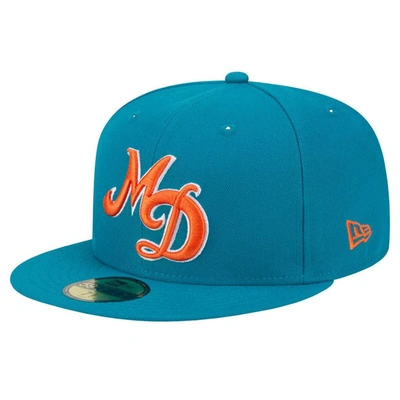 Shop New Era Aqua Miami Dolphins City Originals 59fifty Fitted Hat