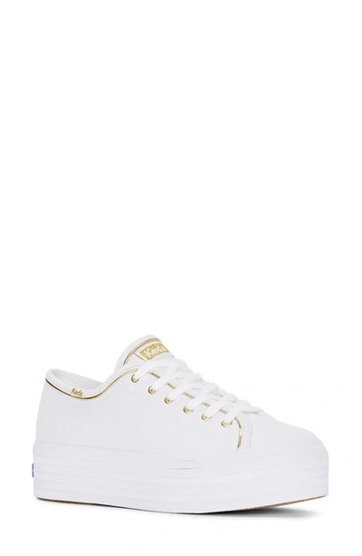 Shop Keds Triple Up Piped Platform Sneaker In White/ Gold