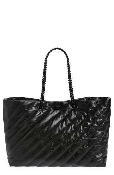 Shop Balenciaga Large Crush Quilted Calfskin Tote In Black