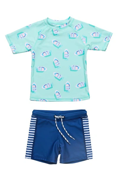 Shop Snapper Rock Float Your Boat Two-piece Rashguard Swimsuit In Blue