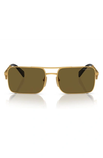 Shop Prada 56mm Rectangular Sunglasses In Matte Gold