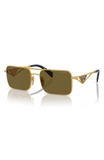 Shop Prada 56mm Rectangular Sunglasses In Matte Gold