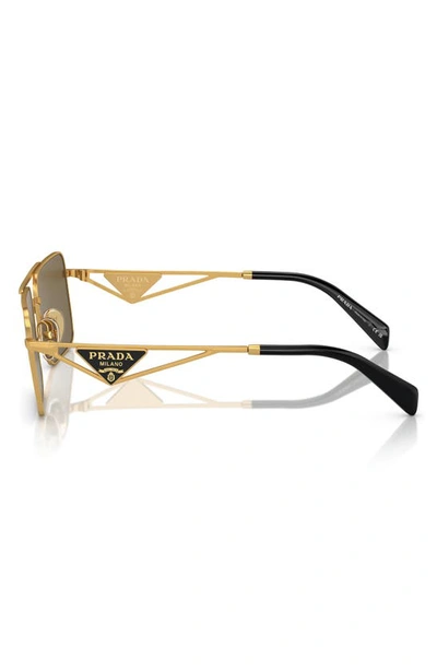 Shop Prada 56mm Rectangular Sunglasses In Matte Gold