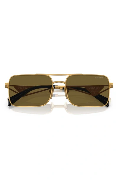 Prada Men's A52s 56mm Rectangular Sunglasses In Matte Gold