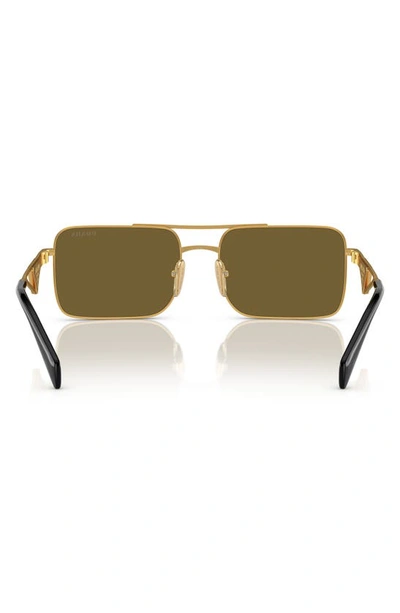 Shop Prada 56mm Rectangular Sunglasses In Matte Gold