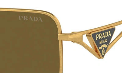 Shop Prada 56mm Rectangular Sunglasses In Matte Gold