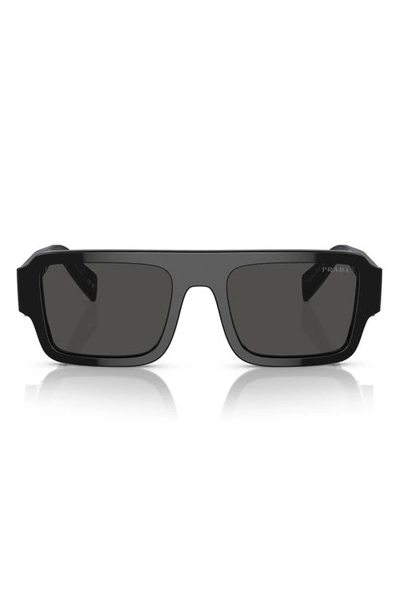 Prada Womens Black Pr A05s Rectangle-frame Acetate Sunglasses In Black