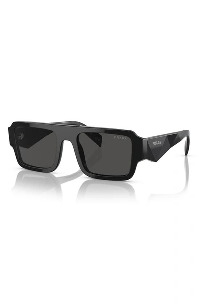 Prada Womens Black Pr A05s Rectangle-frame Acetate Sunglasses In Black