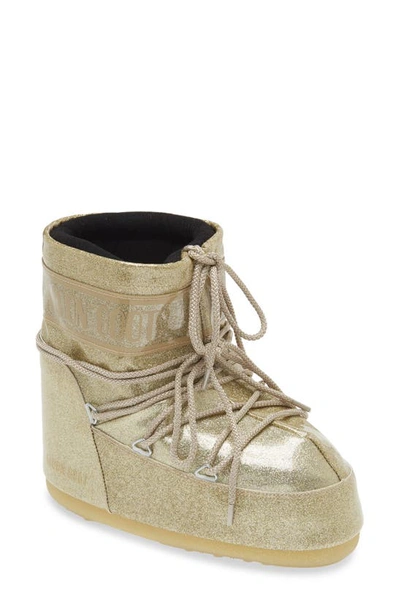 Shop Moon Boot Metallic Glitter Icon Water Resistant Short Boot In Gold