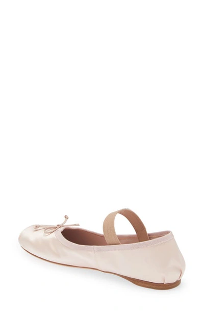 Miu Miu Logo-patch Satin Ballet Flats In Light Pink