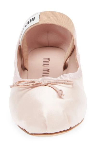 Miu Miu Logo-patch Satin Ballet Flats In Light Pink