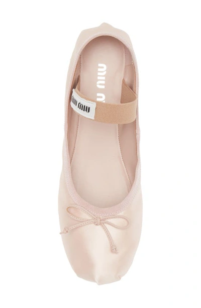 Miu Miu Logo-patch Satin Ballet Flats In Light Pink