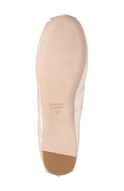 Miu Miu Logo-patch Satin Ballet Flats In Light Pink