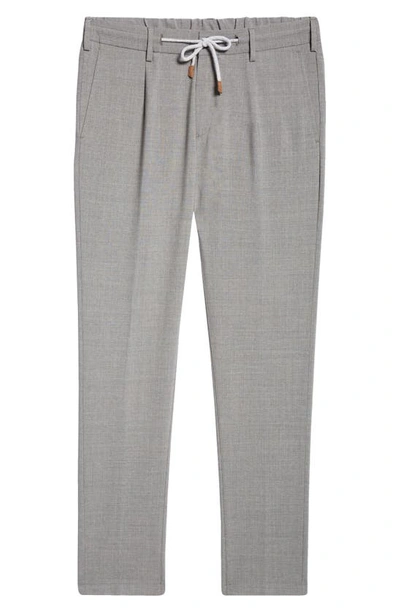 Eleventy Drawstring Waist Stretch Virgin Wool Pants In Light Grey