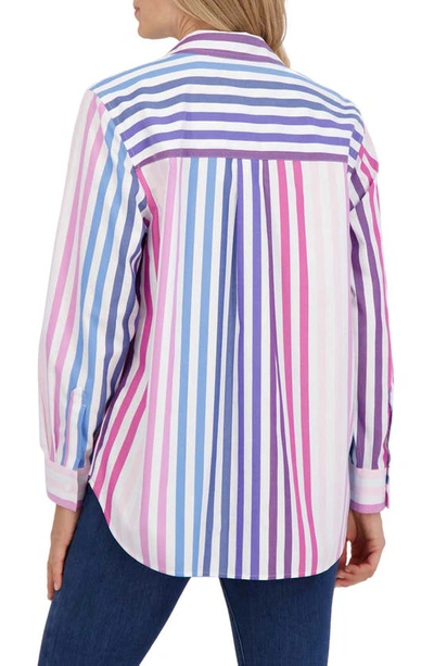 Shop Foxcroft Stripe Boyfriend Button-up Shirt In Multi