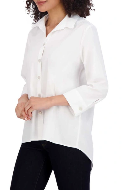 Shop Foxcroft Kelly Button-up Shirt In White