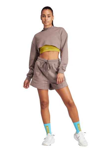 Shop Adidas By Stella Mccartney Truecasuals Organic Cotton Sweat Shorts In Tech Earth