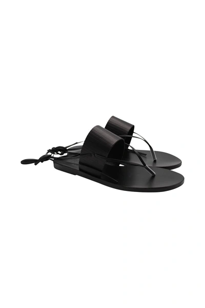 Ancient Greek Sandals Round Toe Flat Sandals In Black